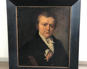 19th Century Dutch School Portrait Oil Painting of a Distinguished Gentleman