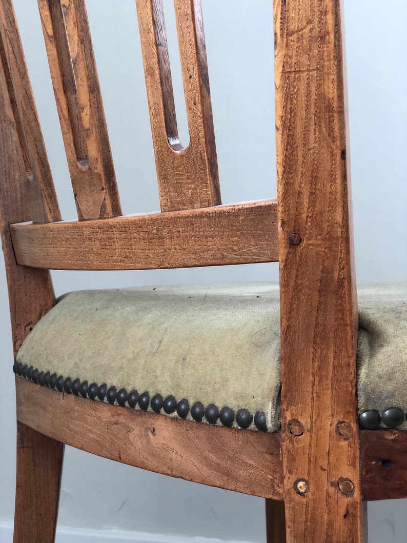 A Pair of Antique Elm Wood Louis XVI Chair 1780 zdjęcie 6