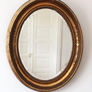 Antique Oval Giltwood Mirror France Late 19th Century