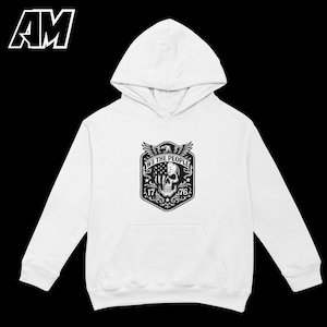 Puede incluir: Sudadera con capucha blanca con un gr&aacute;fico de una calavera con un dise&ntilde;o de bandera estadounidense, las palabras "WE THE PEOPLE" y los n&uacute;meros "17" y "76". La sudadera tiene un bolsillo delantero y una capucha. La sudadera est&aacute; hecha de un material suave.
