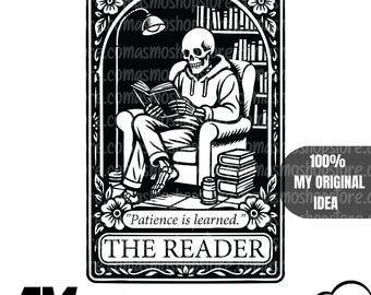 Skeleton Reading Art Print: Gothic Blackwork Clipart (Digital Download)