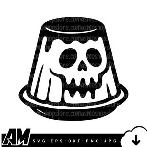 Spooky Pudding Skull SVG: Halloween Dessert Clipart (Digital Download)