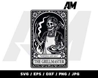 Grillmaster Skeleton SVG | Funny BBQ Skull PNG Cut File