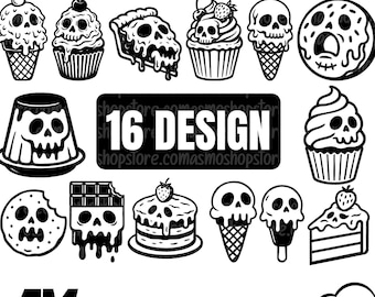 Gothic Skull Cake Clipart, Spooky Halloween Dessert Vector (svg, png, dxf, eps, jpeg)