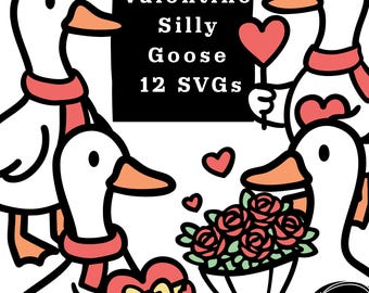 Valentine Goose SVG Bundle, Coquette Bow Clipart (Digital Download)