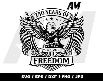 Águila con la bandera estadounidense del 250 aniversario (archivo SVG) – Archivo de corte del 250 aniversario de la libertad de EE. UU. (descarga digital)