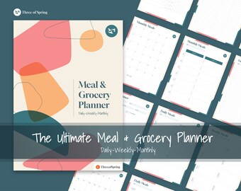 The Ultimate Meal, Grocery and Recipe Planner | Daily, Weekly, Monthly Digital Editable Print 2023