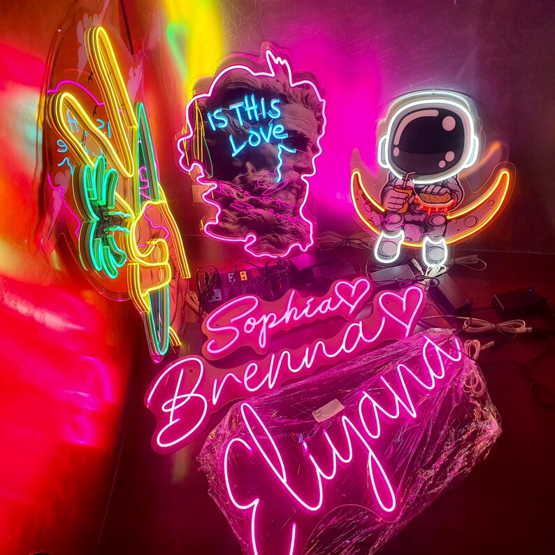Neon Sign Acrylic Artwork Astronauta Hamburger Neon Sign Etsy