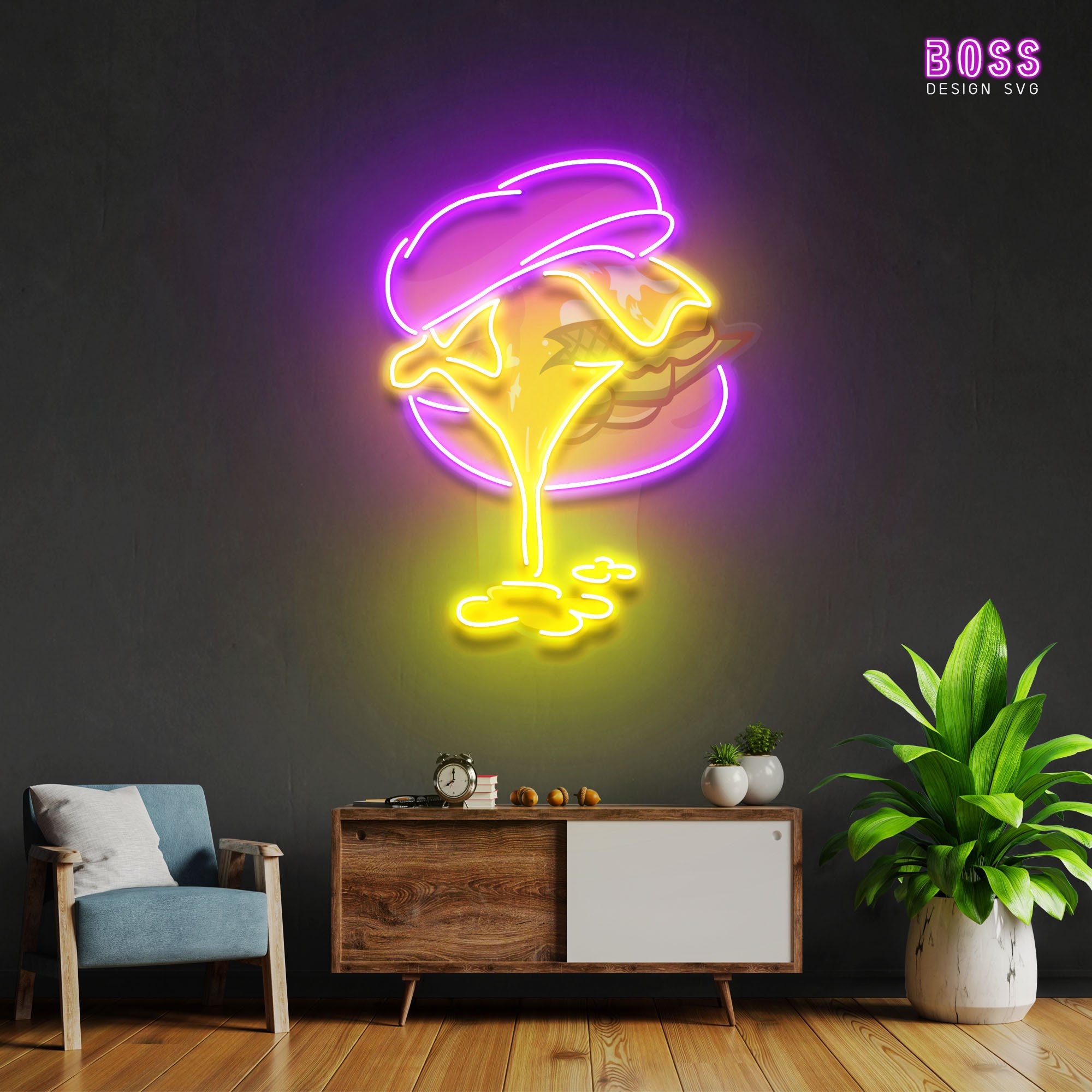 Neon Sign Acrylic Artwork Neon Sign Burger Custom Neon Sign Etsy