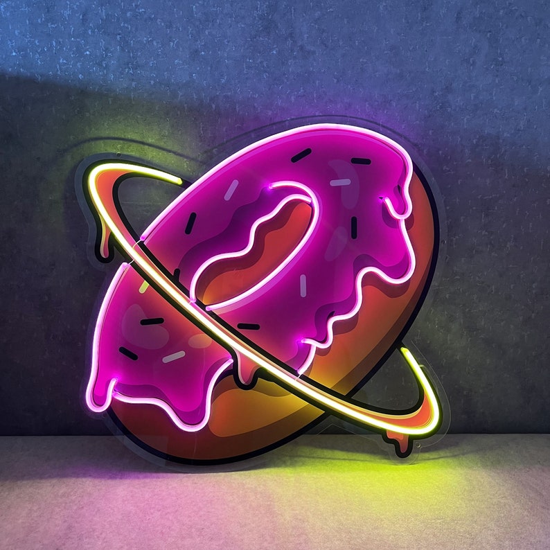 Neon Sign Acrylic Artwork Doughnut Planet Neon Sign Custom - Etsy