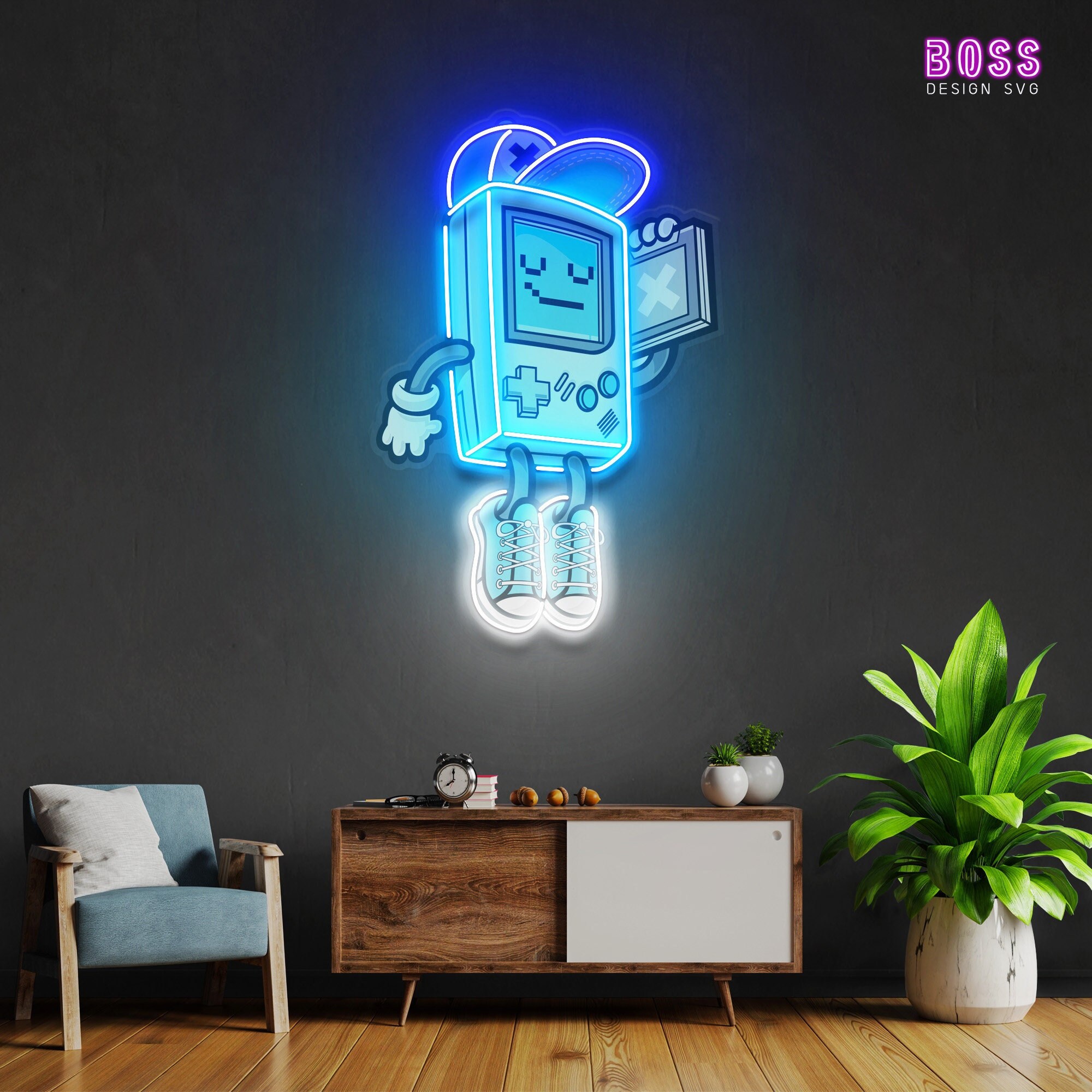 Neon Sign Acrylic Artwork Game Boy Neon Sign Custom Neon Etsy