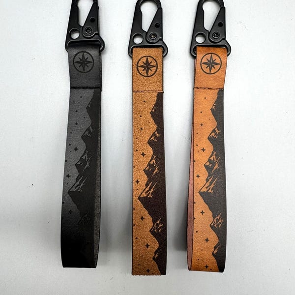 Mountain, Outdoors Keychain with Compass: Adventure Hiking Keychain
