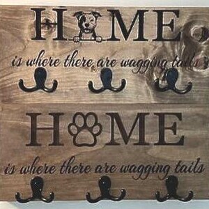 Engraved Dog Leash & Key Holder: Wagging Tails Home Decor
