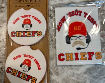 KC Chiefs Car Coaster & Air Freshener Set: Football Fan Gift