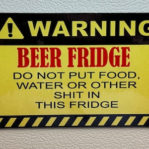 Ímã de geladeira sem água - Placa de aviso engraçada de geladeira com apenas cerveja, decoração de caverna masculina, presente para amantes de cerveja, ímã de humor inovador para cozinha