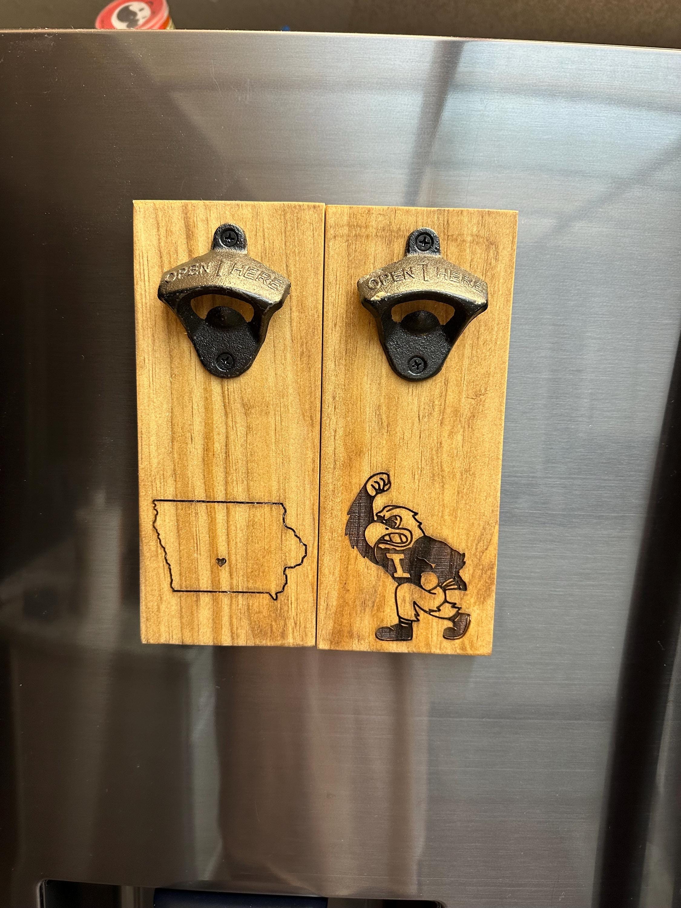 Magnetic Bottle Opener, Cap Catcher, Personalized Refrigerator or Wall Mounted Bottle Opener.