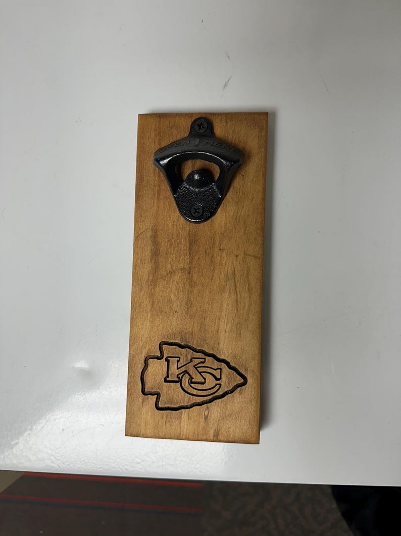 Kansas City Chiefs Magnetic Bottle Opener: Personalized Bar Decor image 1