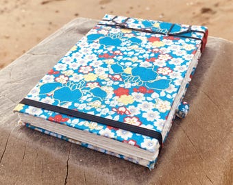 Beautiful handmade watercolour art sketchbook / notebook / journal in small floral blue & white