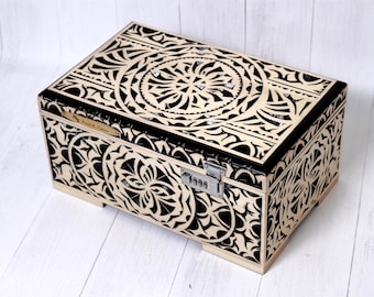 Caja de madera personalizada para guardar recuerdos: cofre con cerradura