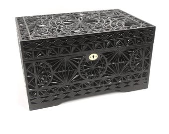 Lockable Keepsake Box: Handmade Black Wooden Box