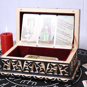 Tarot box, Tarot card storage, Major Arcana tarot box, Altar box - Trabajo exclusivo para conocedores de las cartas del tarot