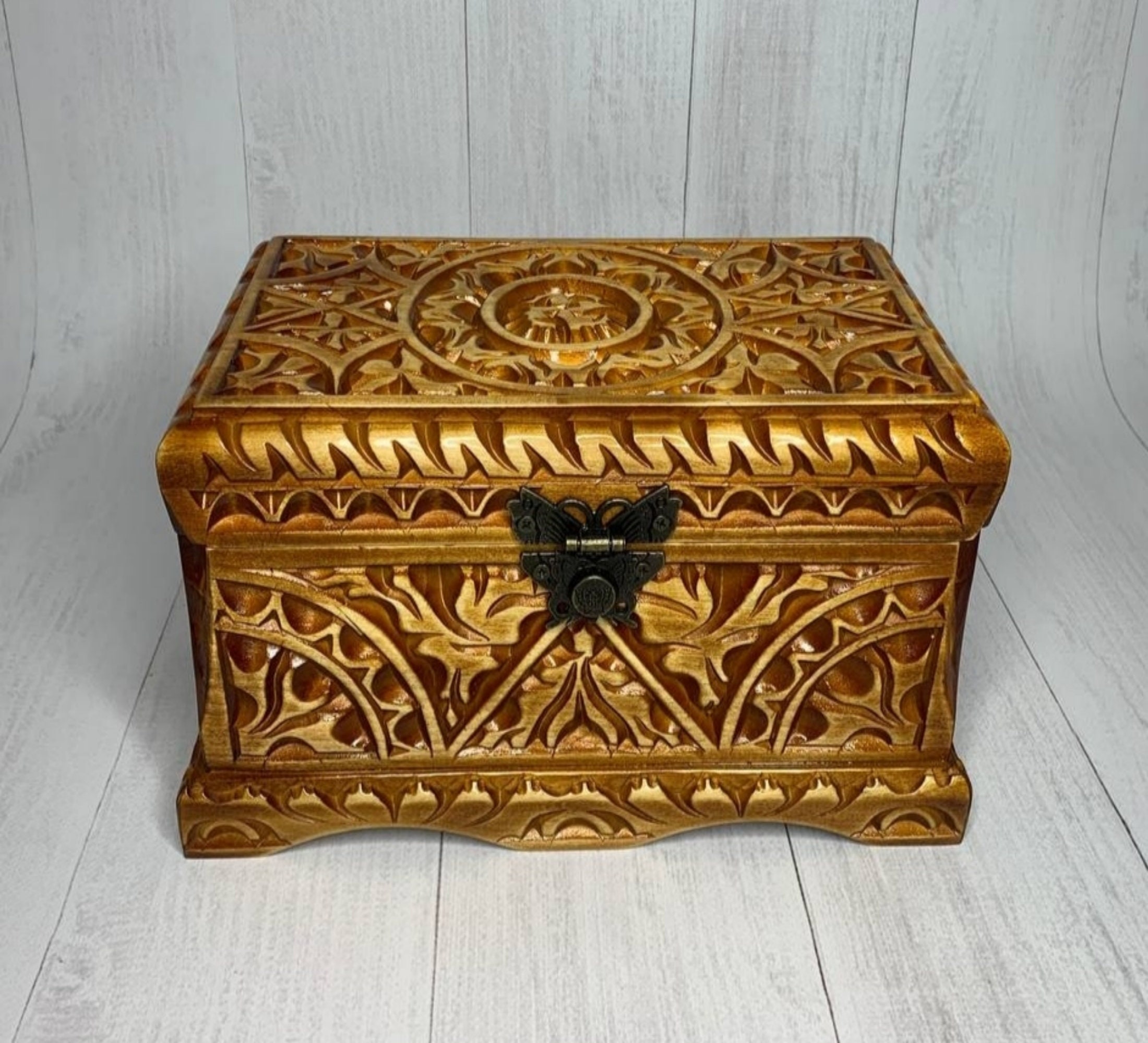Wood carved jewelry box Jèwerly box for women Hand Carved Etsy