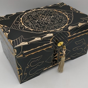 Lockable Wooden Adult Toy Box: Handmade Carved Storage