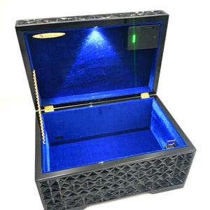 Lockable Adult Toy Box: Electronic Lock, Basswood, Velour Lined