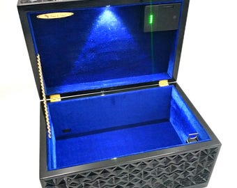 Lockable Hand-Carved Wooden Storage Toy Box: Electronic Lock, Stash Chest