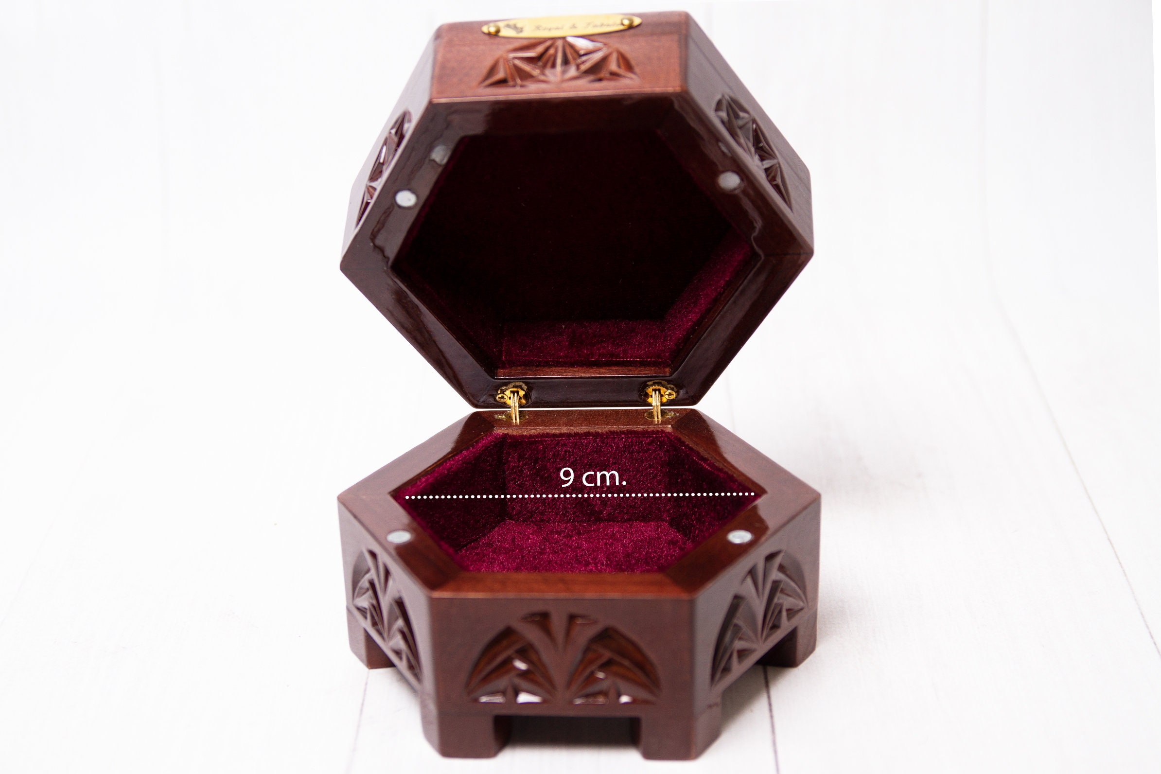 Hexagon Jewelry box Wooden Hexagon Box Carved Wood Box Jewelry Etsy