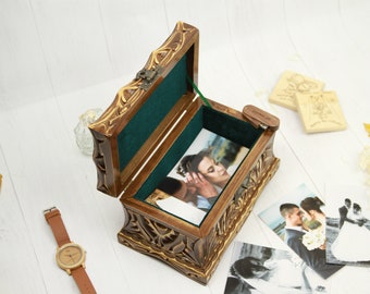 Jewlery Box, Gift for him, Christmas gift, Gift for her, Hand Carved Wood Jewelry Box, Wood Box, Trinket Box, Keepsake Box