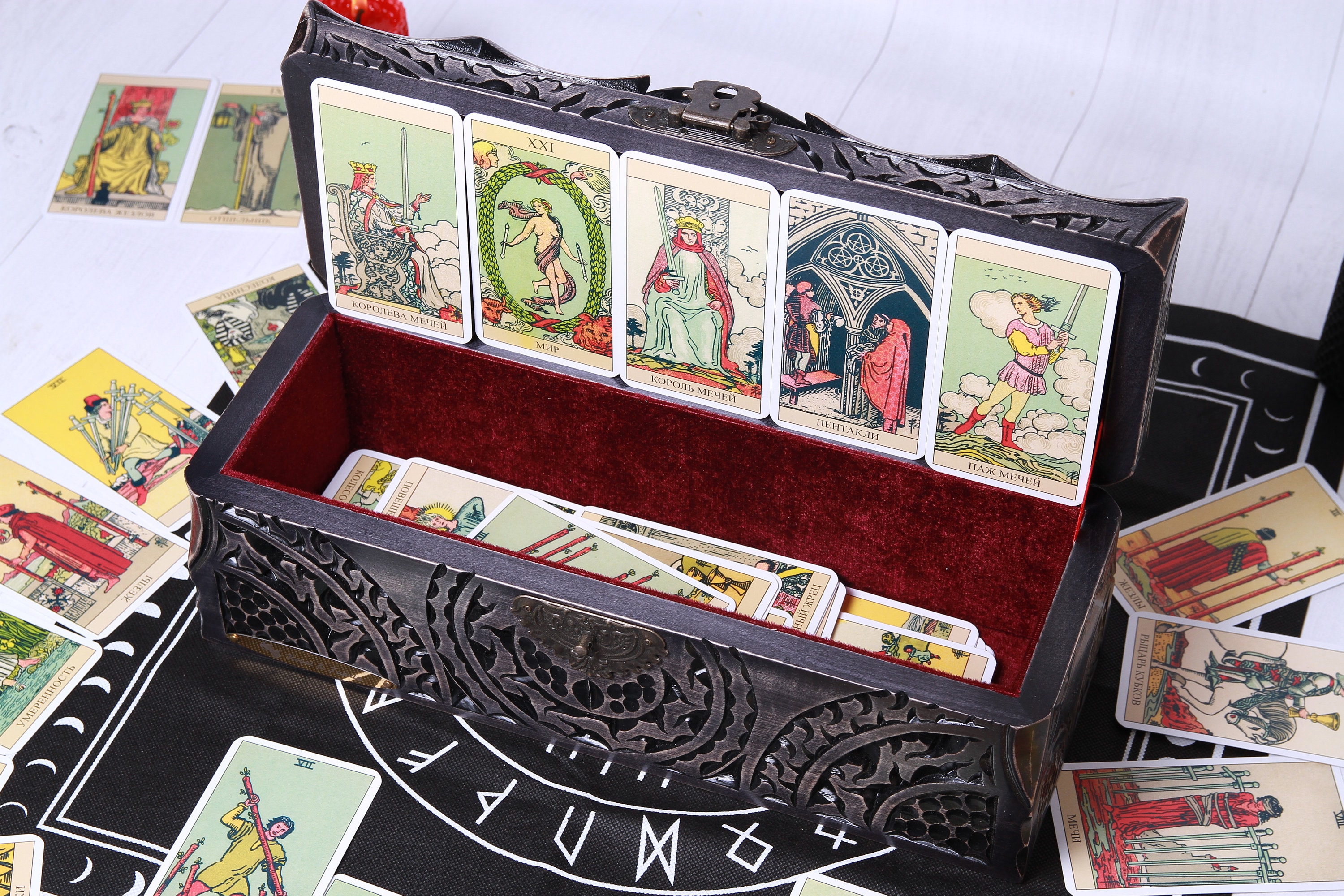 Tarot Card Holder Magic Card Box Tarot Card Box Wooden Etsy