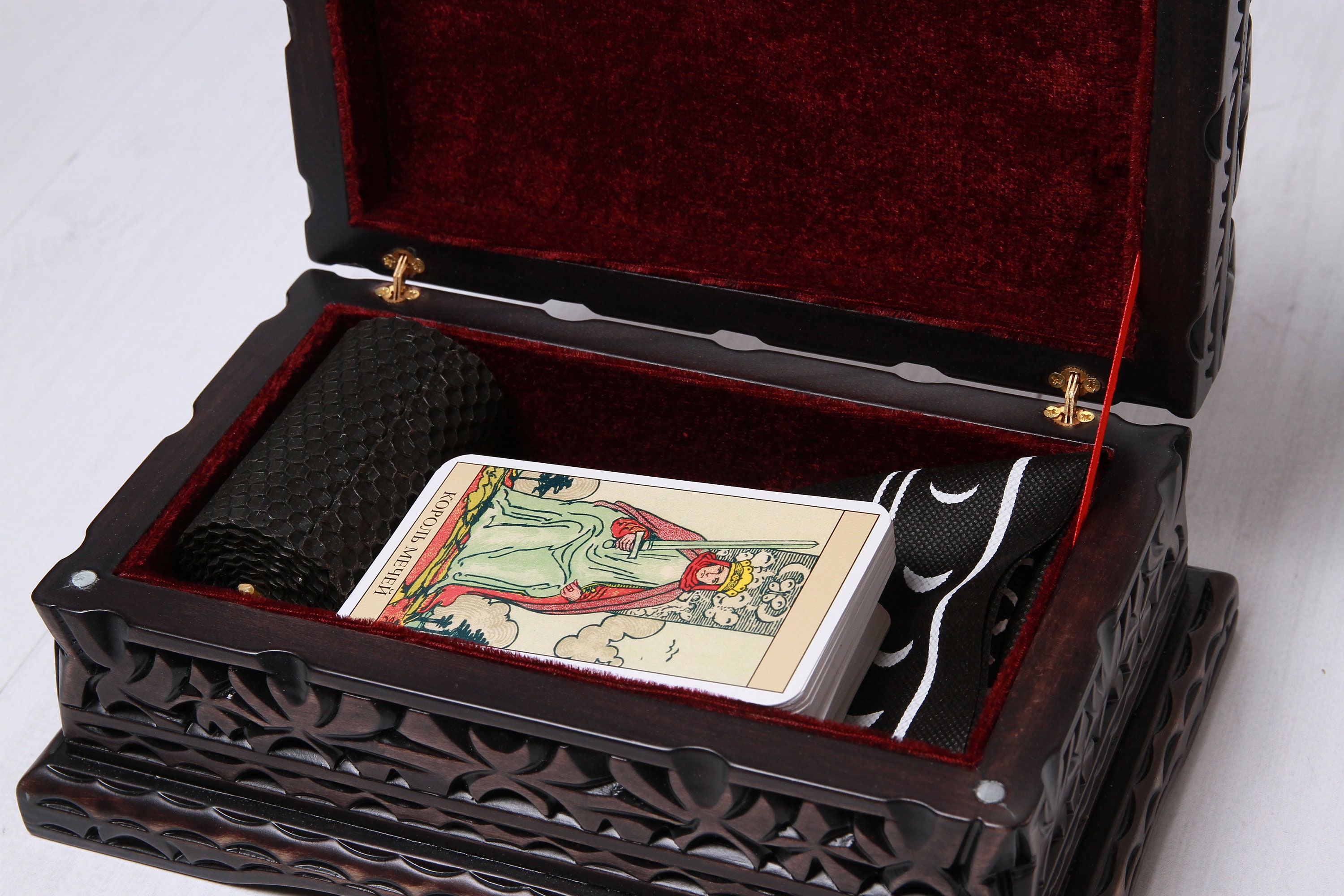 Tarot Card Box Tarot Card Holder Magic Card Box Wooden Etsy