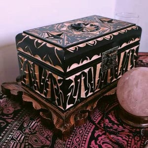 Hand carved wood jewelry box, Jewelry box wood, Carved wood chest - Superstar