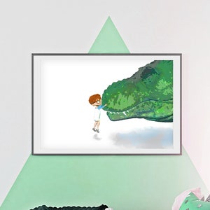 Dinosaur Nursery Print, Nursery Poster Kids Room, Custom Wall Art Boys Room Nursery Decor, Gift Baby Boy, Printable Wall art for Kids, T-Rex