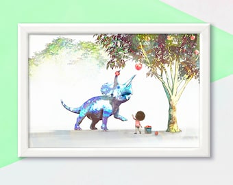 Triceratops Dinosaur Print, Nursery Printable, Kids Room Wall Art, Boys Room Decor (Digital Download)