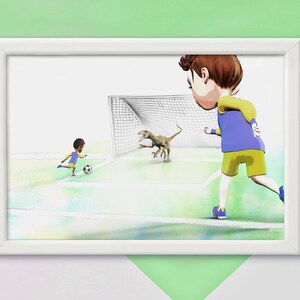 Dinosaur Wall Art, Digital Download, Dinosaur Prints, Dinosaur Poster, Soccer Wall Art, Dinosaur Bedroom, Dinosaur Decor, Boys Room Art