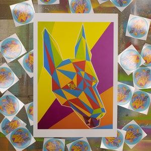 Whippet Geometric Pet Portrait Giclée Art Print A3+