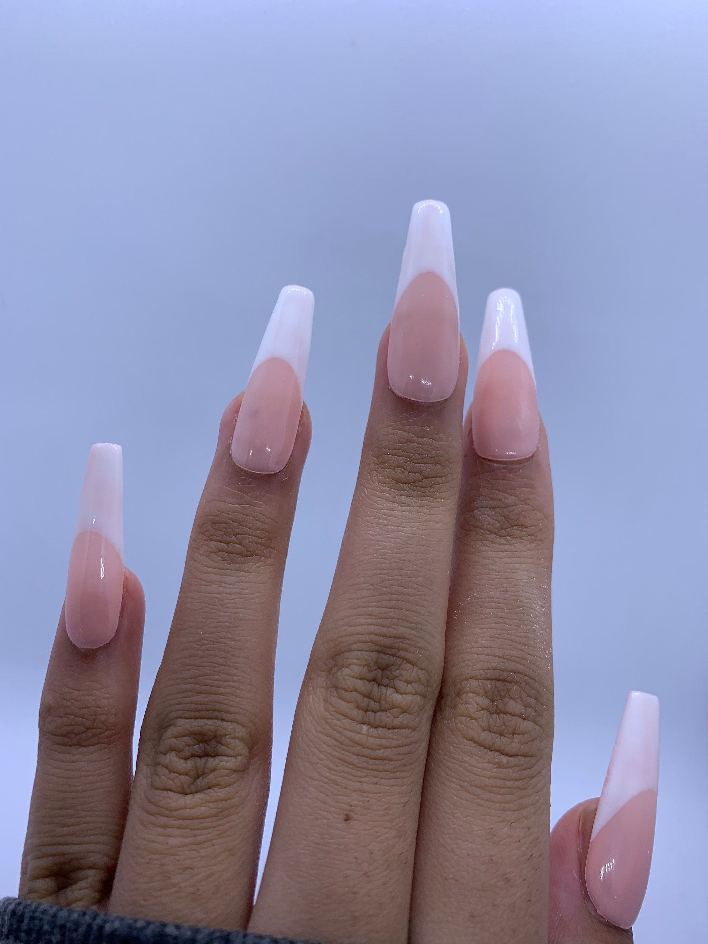 White French Tip Press on Nails C curve / with glue Etsy