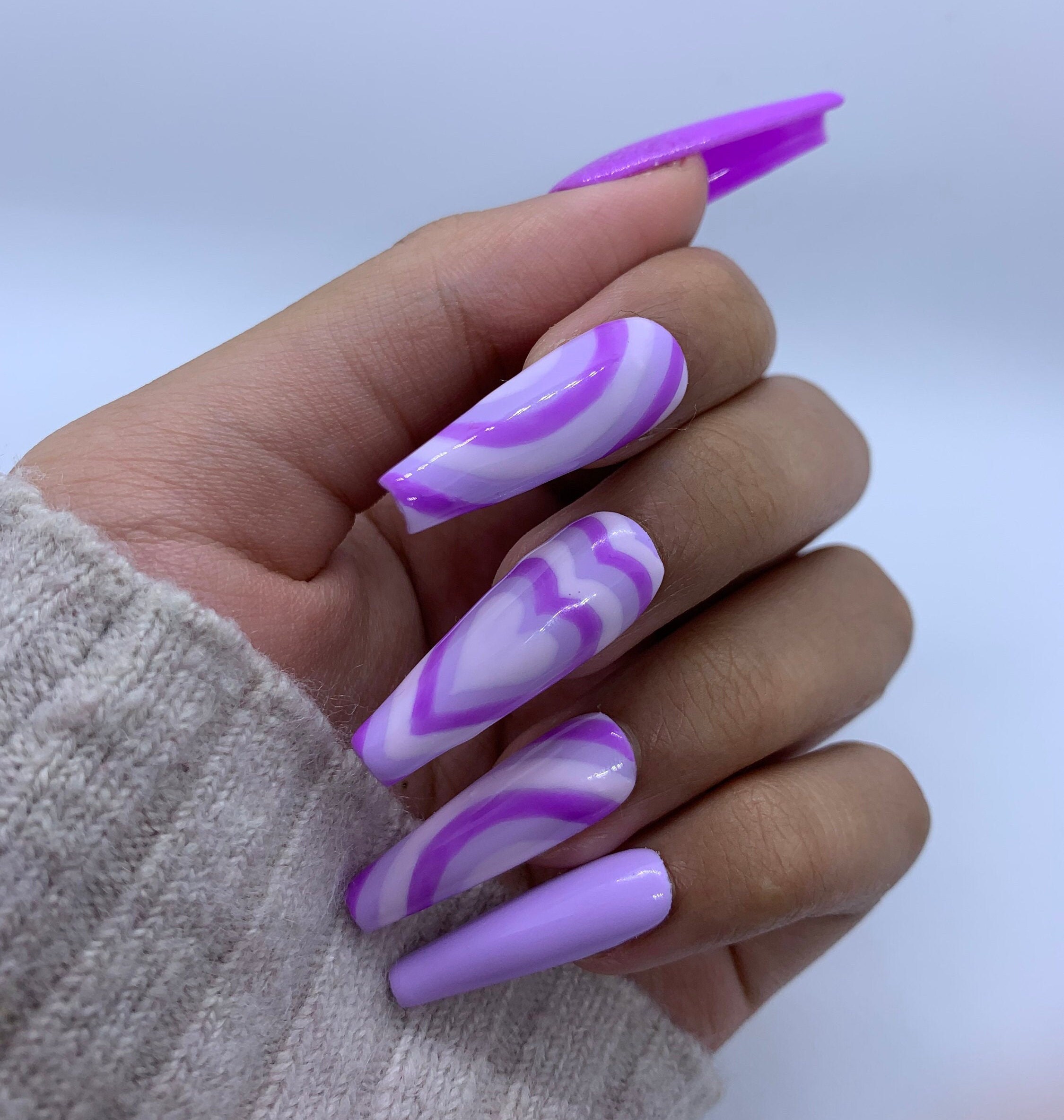 Be My Valentine in Purple Heart Patterned Press-on Nails - Etsy UK Be My Valentine in Purple Heart Patterned Press-on Nails - Etsy UK
