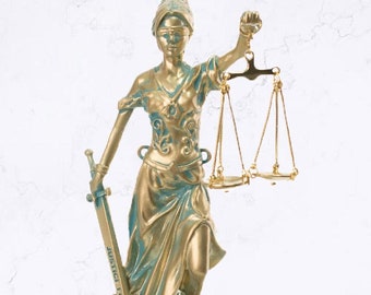 Lady Justice Statue Themis Greek Goddess Sculpture 9.85 inch Height