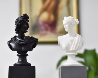 Set Of 2 Decorative Sculptures Artemis and Apollo Greek Gods 21 cm Height