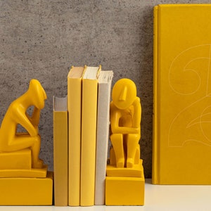 Modern Bookends Set Of 2 Pieces Cycladic Idols Sculptures Home Decor 20 cm Height Yellow