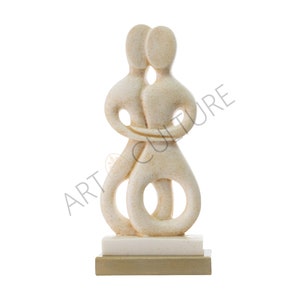 Cycladic Idol Art Statue Couple Figurine Sculpture Alabaster Handmade 22cm Height