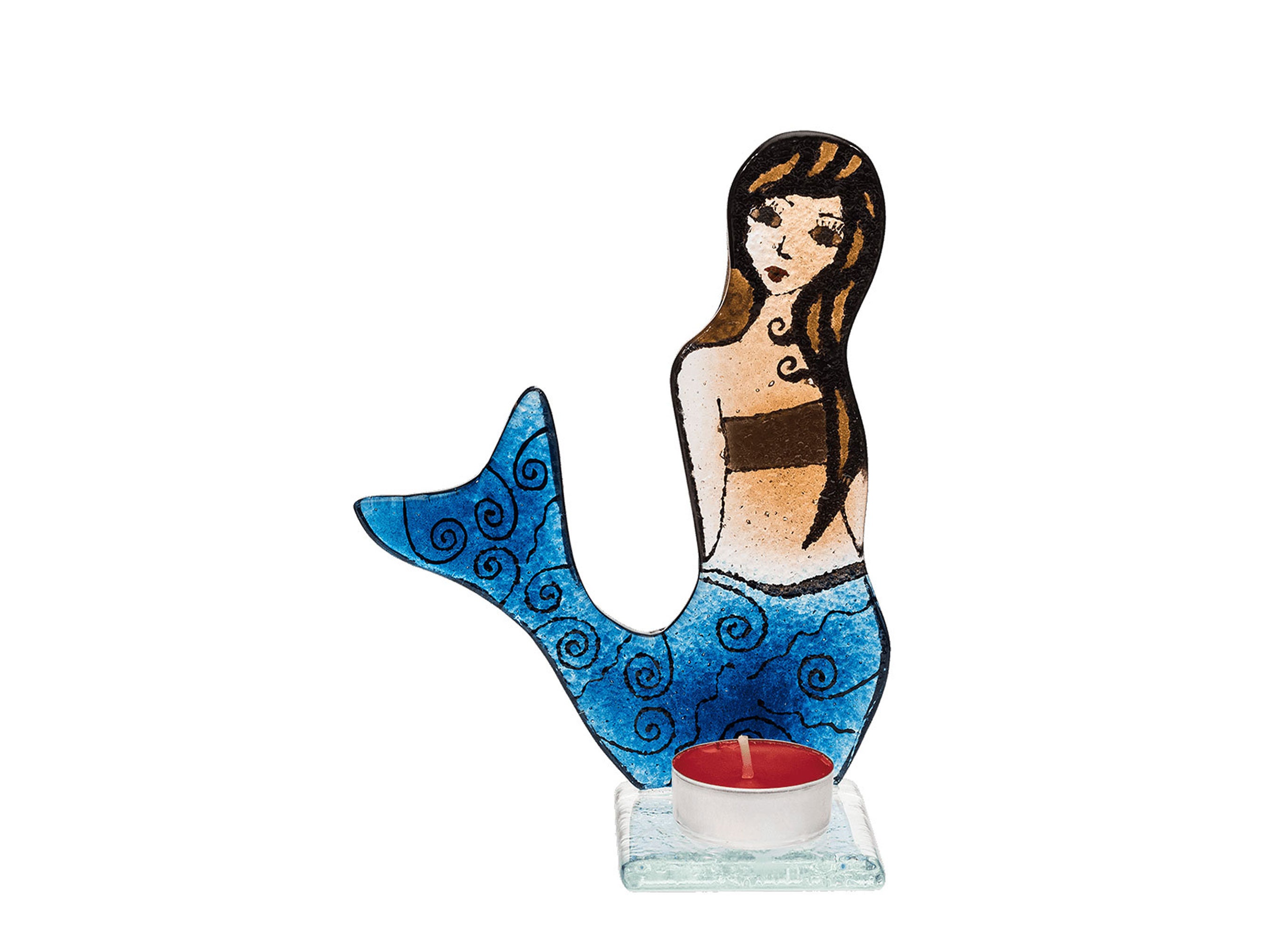 Mermaid Candle Holder Glass Handmade Home Decor Handpaint Etsy