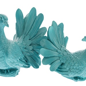 Turquoize Bird Statue Dove sculpture  Pigeon statue Modern Colour Gold Outside Decor