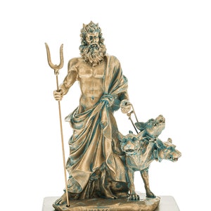 Hades and Cerberus Sculpture Ancient Greek God Of Underworld Figurine 25 cm Height