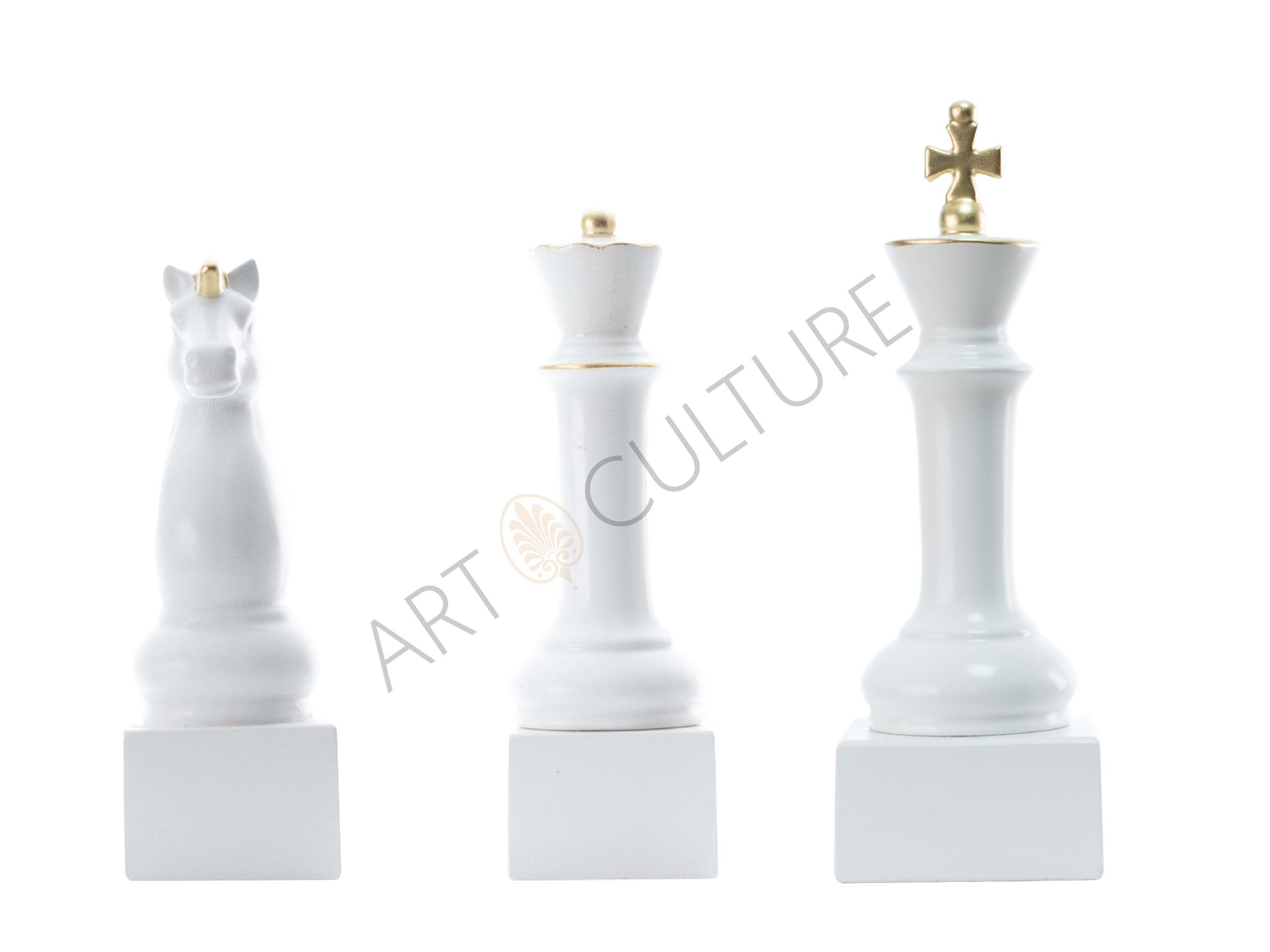 Large Chess Pieces Statues Set of 3 Sculpture Minimalist Home Decor ...