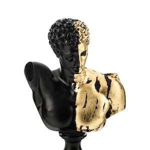 Bustebeeld Griekse god zwarte sculptuur woondecoratie: 24 cm hoog