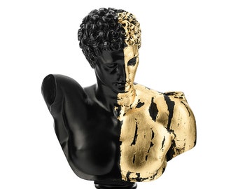 Greek God Bust Statue Black Sculpture Home Decor 24 cm Height